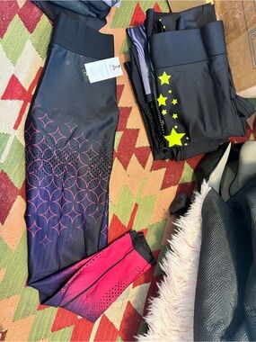 ultracor Black to Pink Ombre Geometric Leggings XL NWT